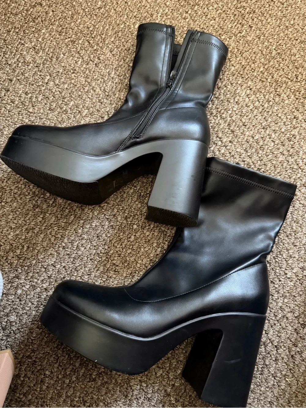 Women’s Black Platform Zip Ankle Boots